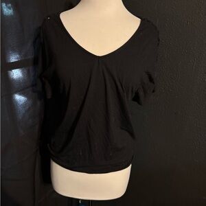 White House Black Market Black V-Neck Short Sleeve Tee